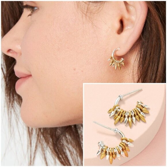 Stella & Dot Renegade Hoops Mixed Metal Brand New - Picture 6 of 6